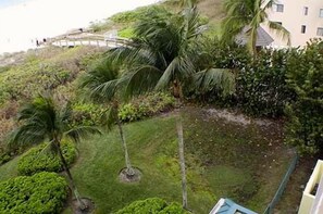 Guests can stroll along the paved walkway to the single-story building, surrounded by lush vegetation and manicured lawns.