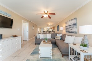 TV, DVD player - Suntide II 204 - Beachfront Direct Ocean View and Beach Access, Pool, Hot Tub and More (South Padre Island)