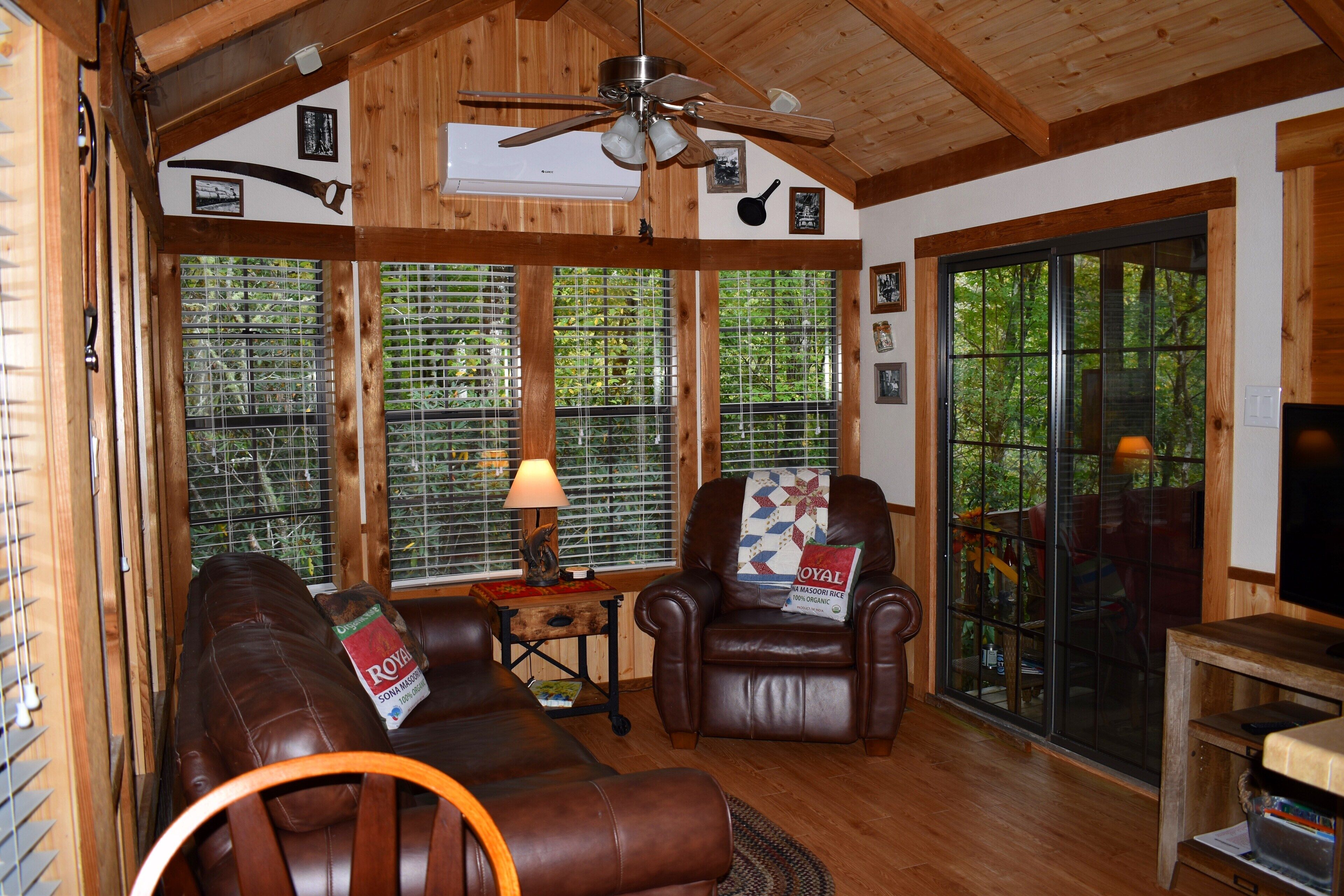 TV, DVD player, books, video library