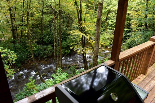 The Junction-backwoods tiny home on brook trout stream with mountain ridge view