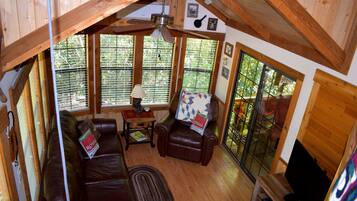 TV, DVD player, books, video library