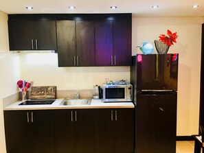 Fridge, microwave, coffee/tea maker, electric kettle - Luxury Condo in Makati (San Lorenzo Condominiums) (Makati)