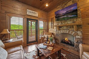 TV connectée, cheminée, jeux vidéo, lecteur de DVD