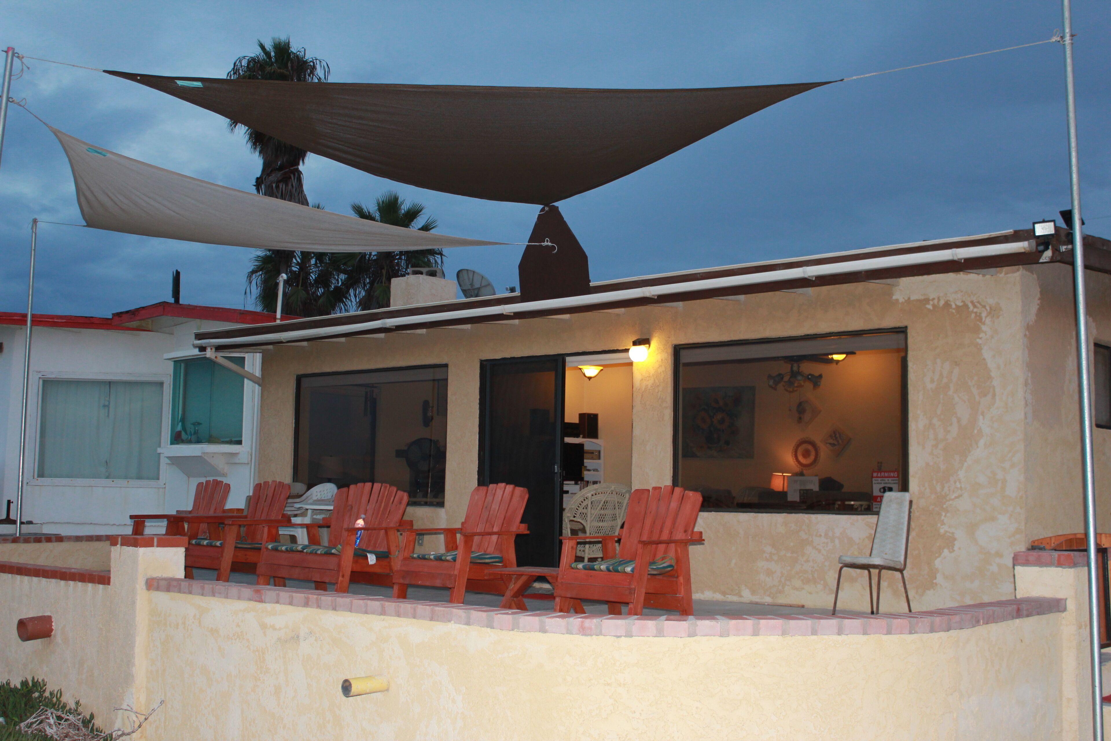 The patio from the beach