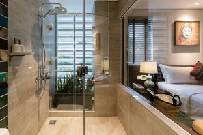Deluxe Double Room + Afternoon Tea On Rooftop | Bathroom | Free toiletries, hair dryer, bathrobes, slippers