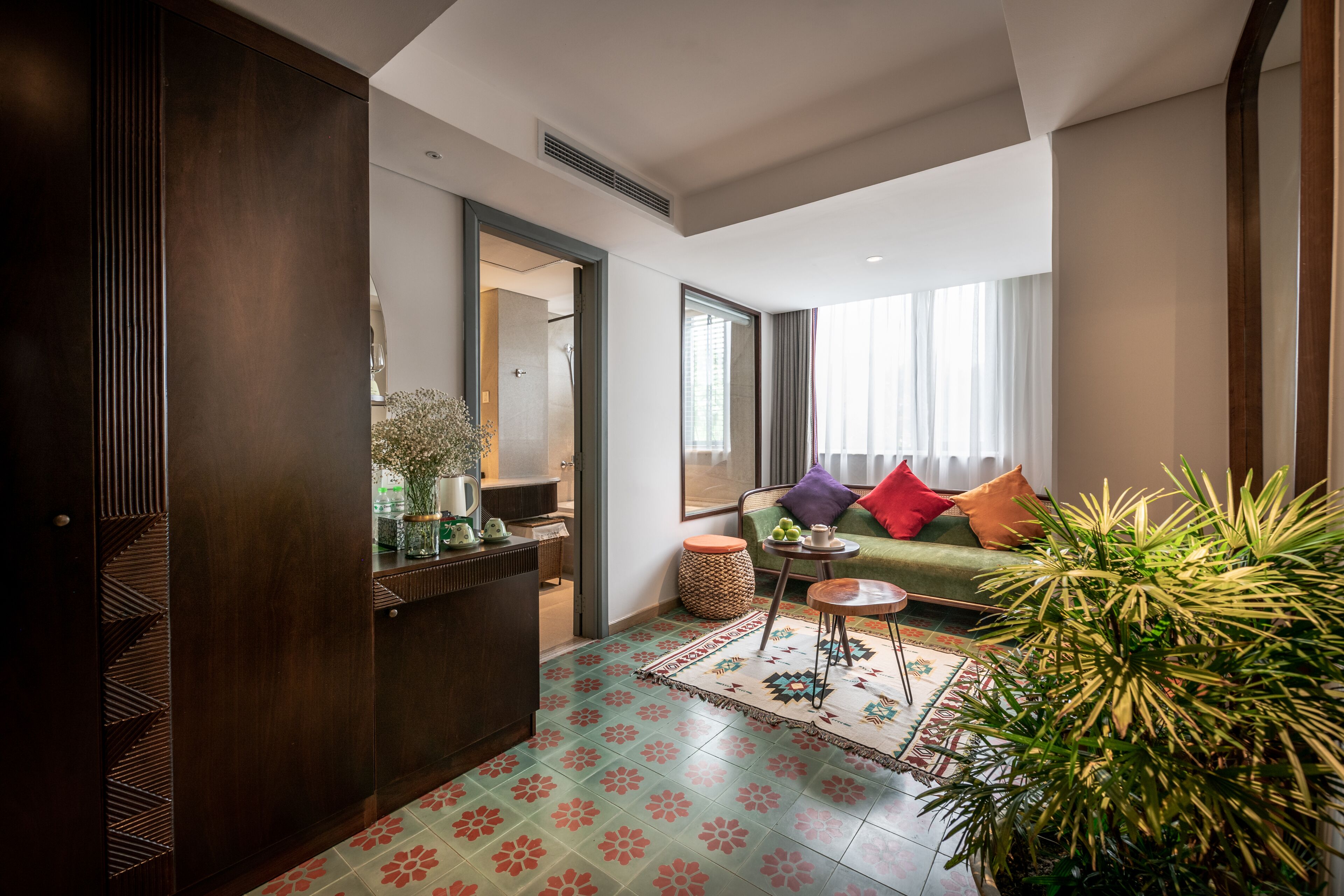 suite city view + afternoon tea on rooftop | living area | 42-inch smart tv with digital channels, tv, netflix