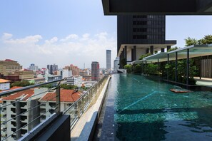 A rooftop pool with a city view, surrounded by modern buildings. - Tropicana 218 Macalister (George Town)