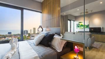 Suite estudio Grand, vista al mar | 1 habitación, decoración personalizada y muebles diferentes
