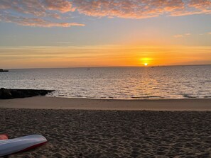 Plage, chaises longues