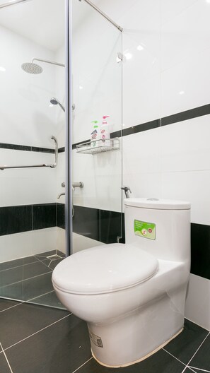 Shower, bidet, towels