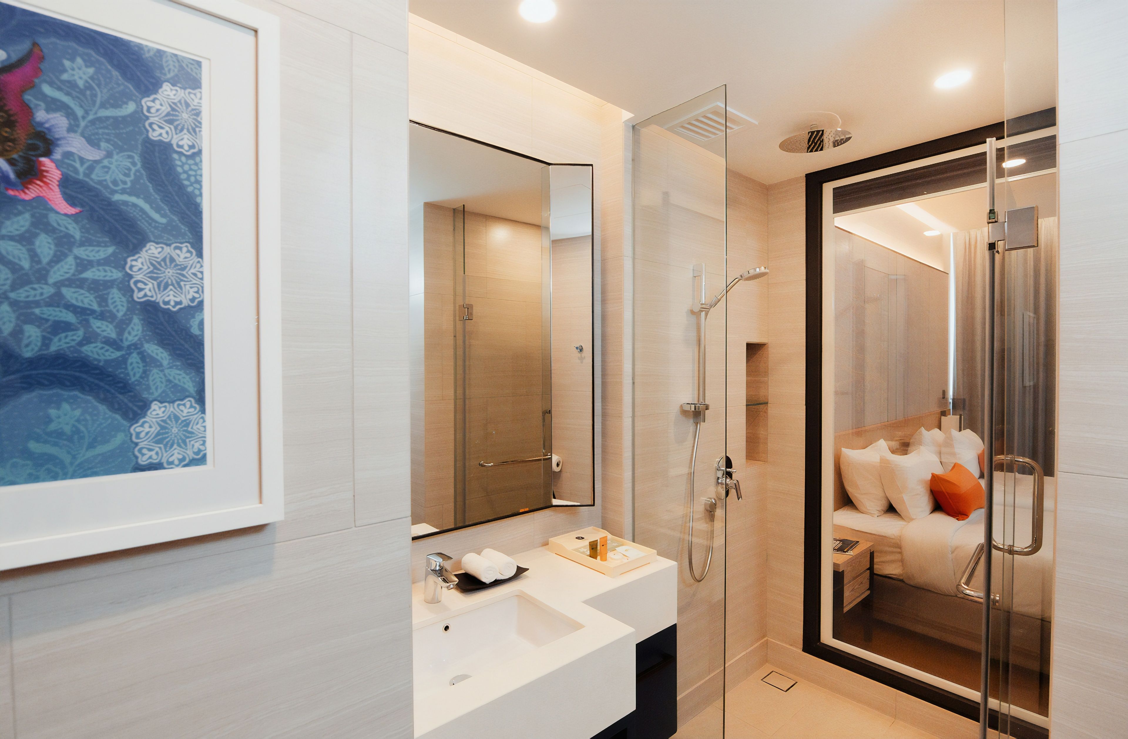 shower, free toiletries, hair dryer, slippers