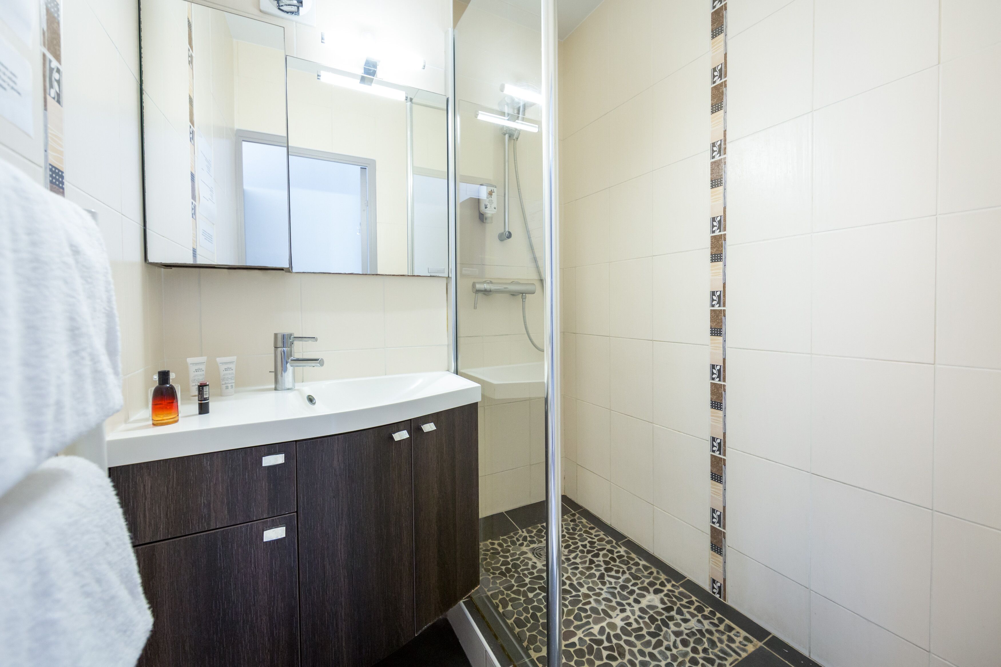 free toiletries, hair dryer, towels