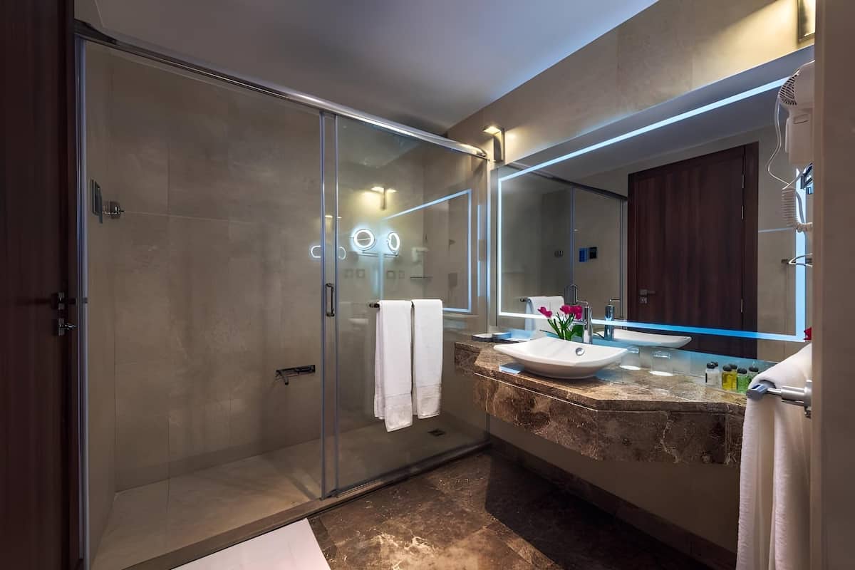 Sèche-cheveux, bidet, serviettes fournies