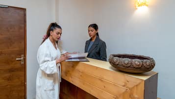Sauna, steam room, hot stone massages, deep-tissue massages