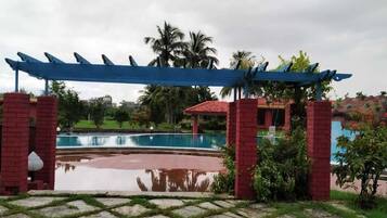 Indoor pool, pool umbrellas