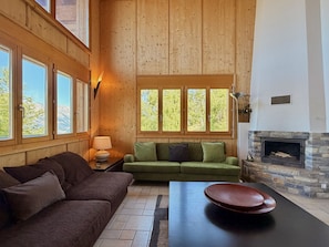 Fernseher, Kamin, DVD-Player