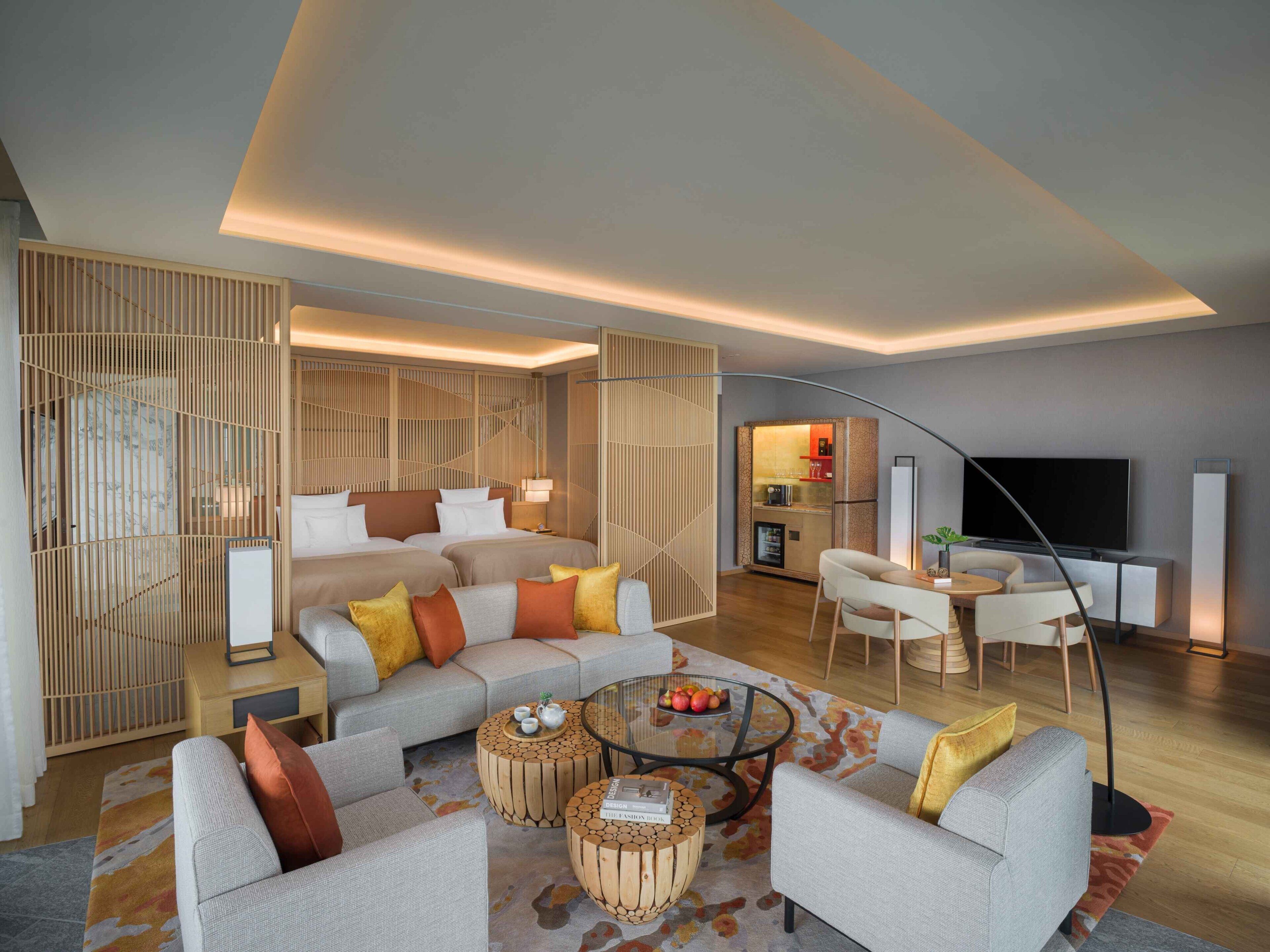 Premium bedding, down duvets, memory-foam beds, free minibar items