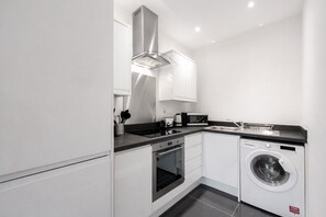 Fridge, microwave, oven, dishwasher