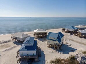 On the beach, sun-loungers - New Construction, professionally decorated, gulf-front home  (Dauphin Island)