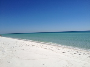 On the beach, white sand