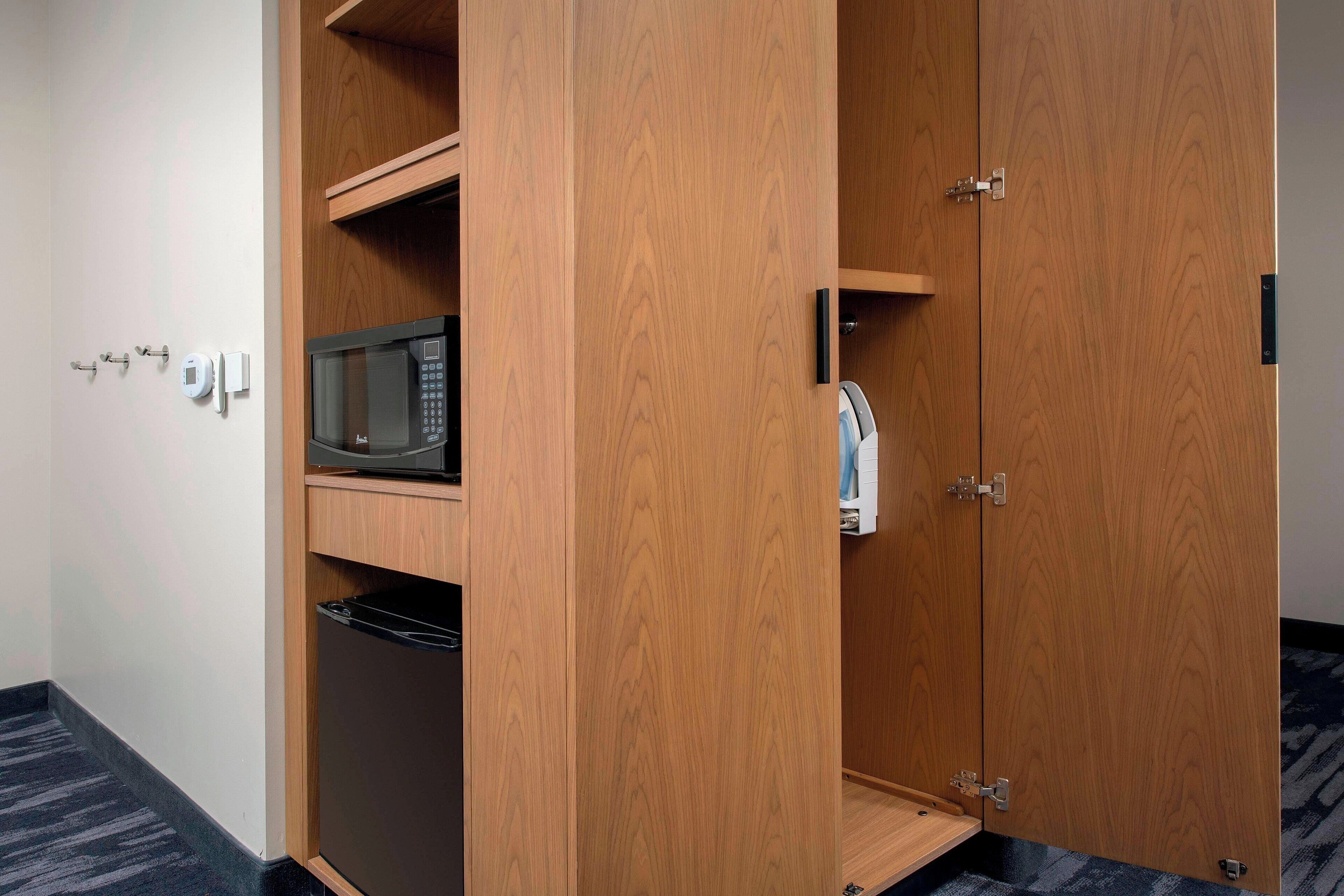 desk, blackout curtains, soundproofing, iron/ironing board