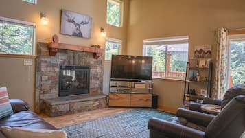 Smart TV, fireplace, DVD player