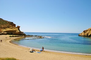 On the beach, sun loungers - Apartment with swimming pools on the beachfront, stunning sea views (San juan de los terreros)