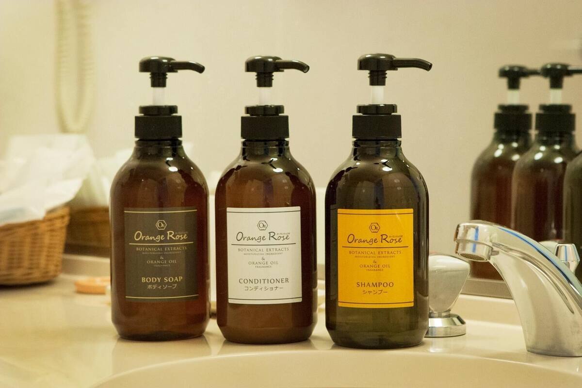 separate bathtub and shower, free toiletries, hair dryer, slippers