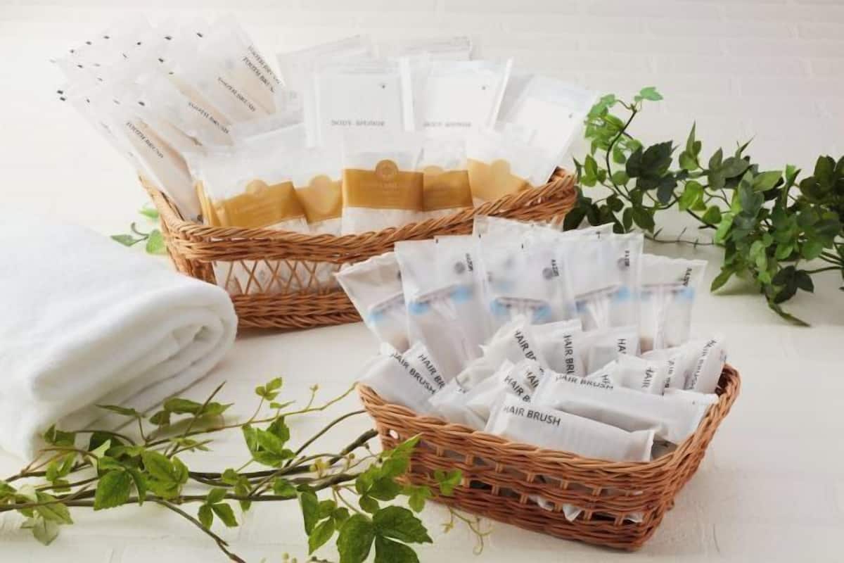 Separate bathtub and shower, free toiletries, hair dryer, slippers