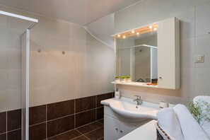 シャワー、ヘアドライヤー、タオ  ル、石鹸