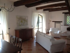 Fernseher, Kamin, DVD-Player