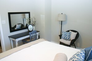 1 bedroom, desk, iron/ironing board, travel cot