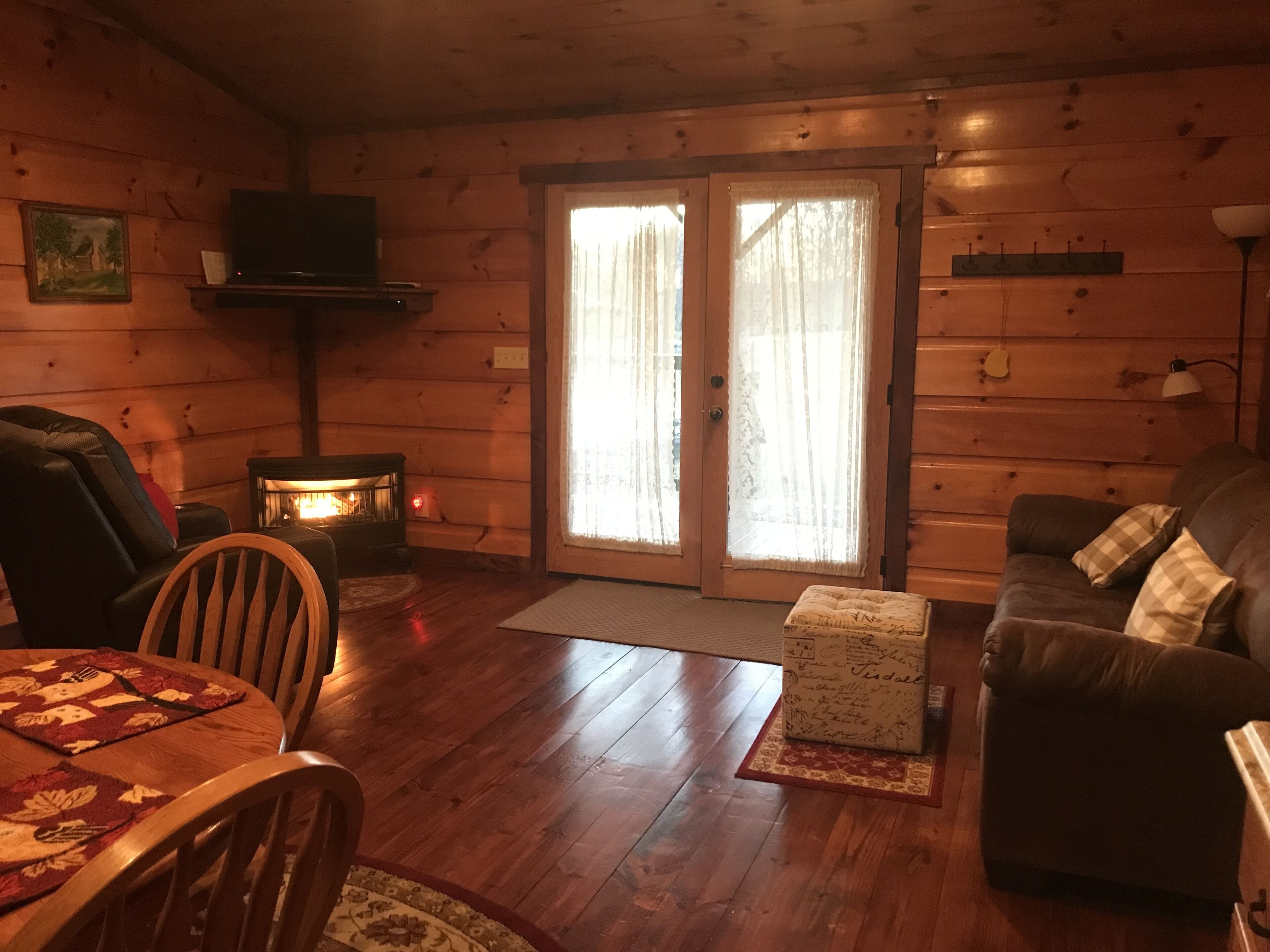 電視、壁爐、DVD 播放機、書籍