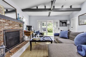 TV connectée, cheminée, Netflix, livres