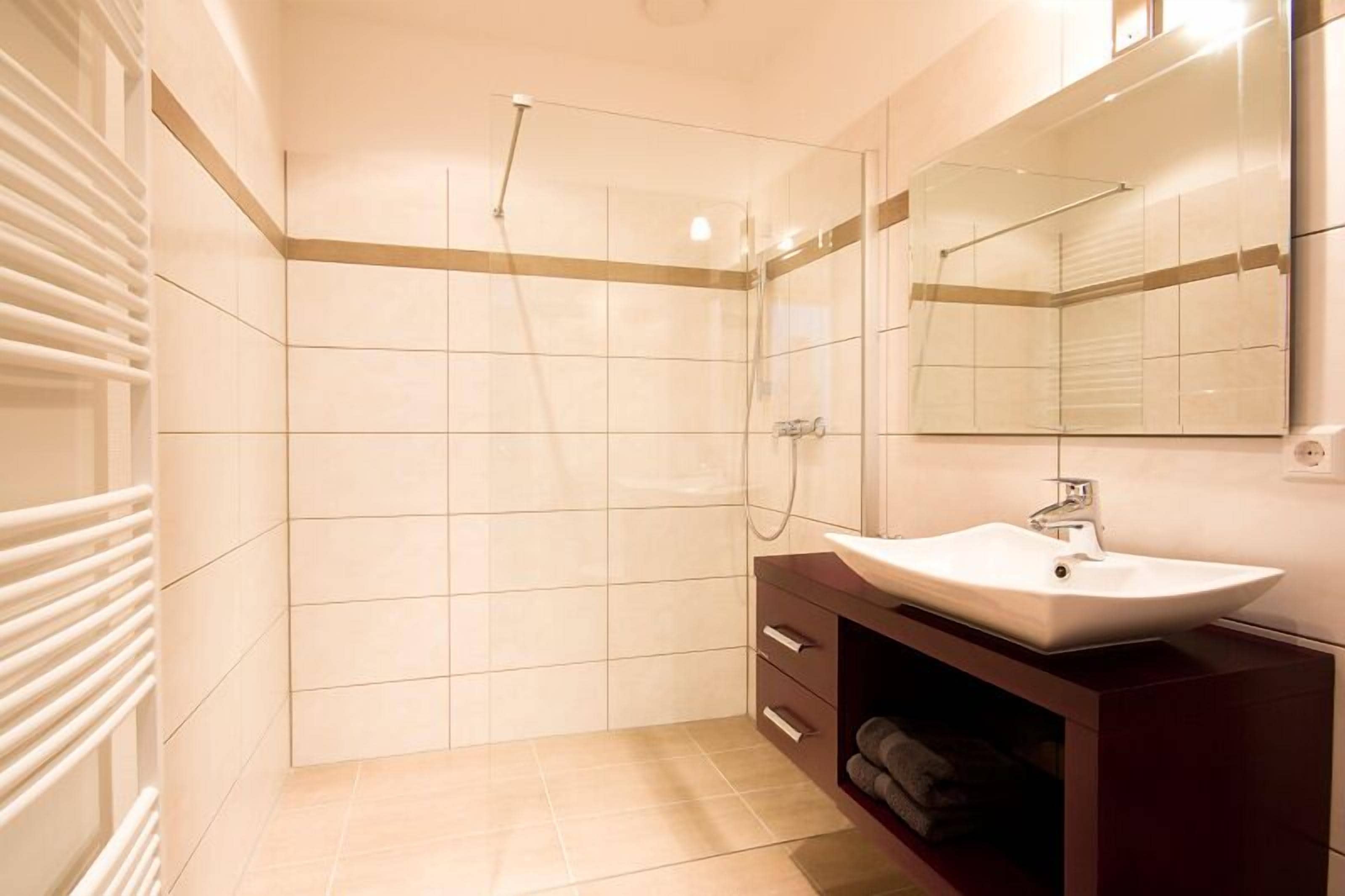 shower, free toiletries, hair dryer, bathrobes