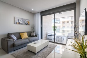Design Apartment, 2 Bedrooms, City View | Living room | Flat-screen TV - Best Location New Apt Full Amenities (Jerusalem)