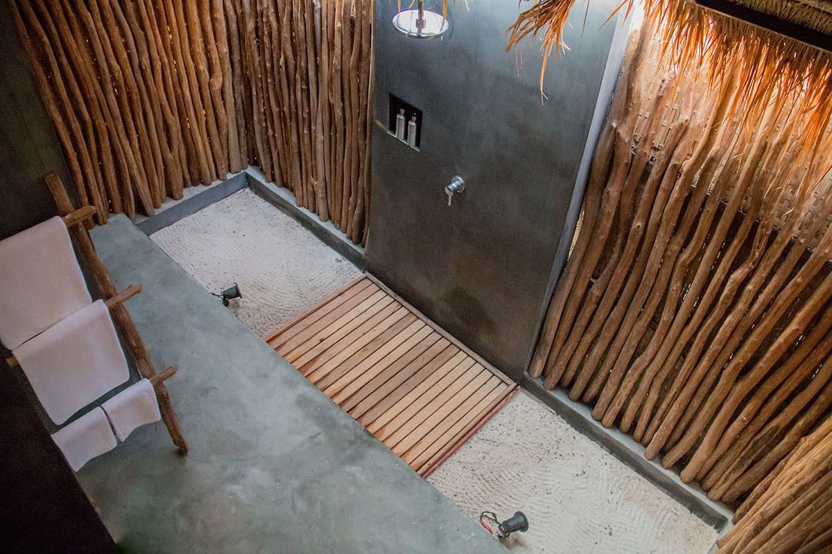 shower, free toiletries, hair dryer, bathrobes