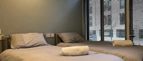 Tomannsrom – standard, 2 enkeltsenger, ikke-røyk, byutsikt | Lydisolert, strykejern/-brett, wi-fi (inkludert) og sengetøy