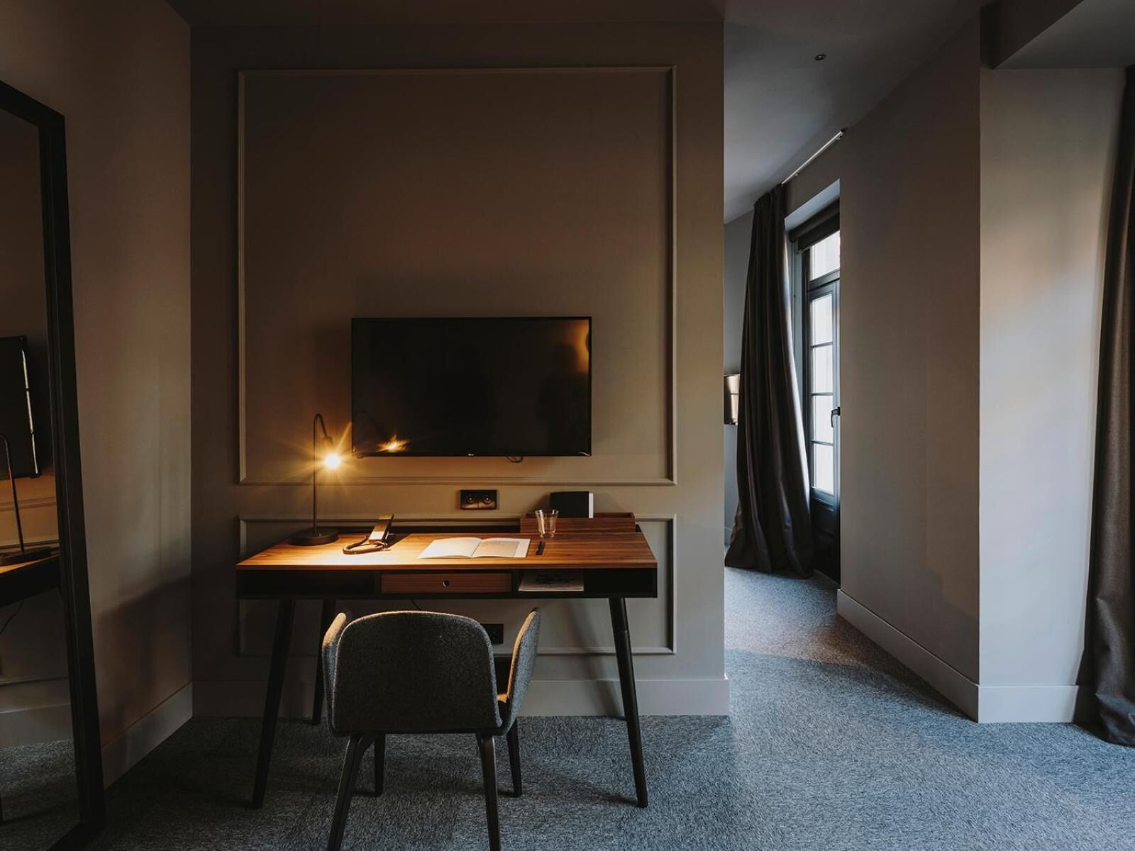 in-room safe, desk, blackout curtains, soundproofing