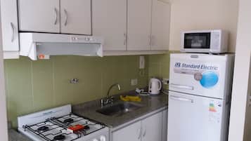 Full-sized fridge, microwave, oven, stovetop