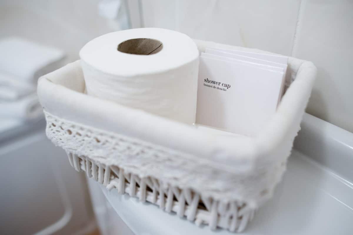 free toiletries, hair dryer, towels