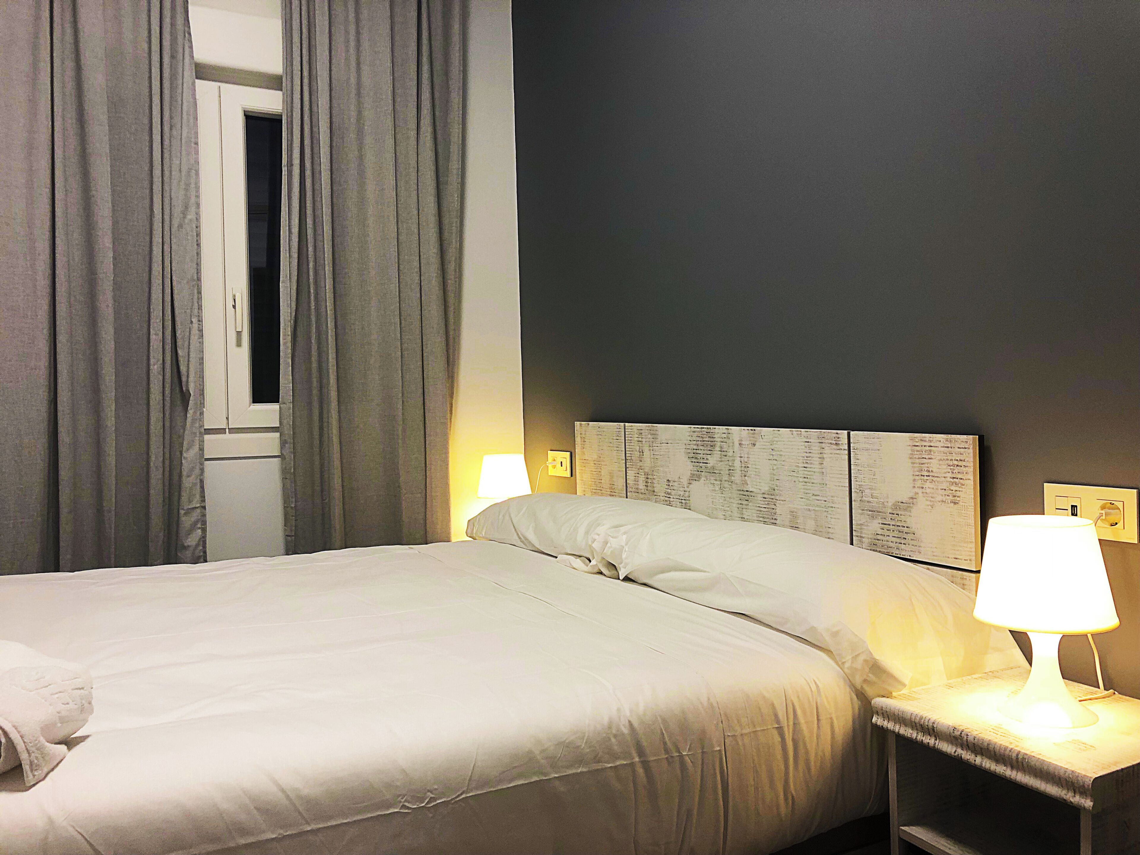 Premium bedding, memory foam beds, blackout drapes, soundproofing