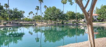 Superstition Lakes Condo, A+ Golf View, Comm Htd POOL & SPA; Walk to Mall & Theater