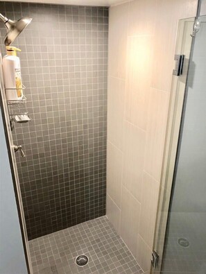 Ducha, secador de pelo, toallas, shampoo