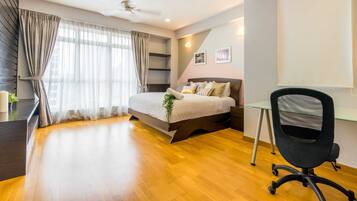 4 bedrooms, individually furnished, desk, blackout drapes