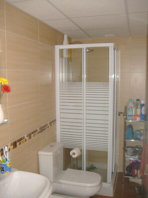 Serviettes fournies, savon, shampoing, papier toilette