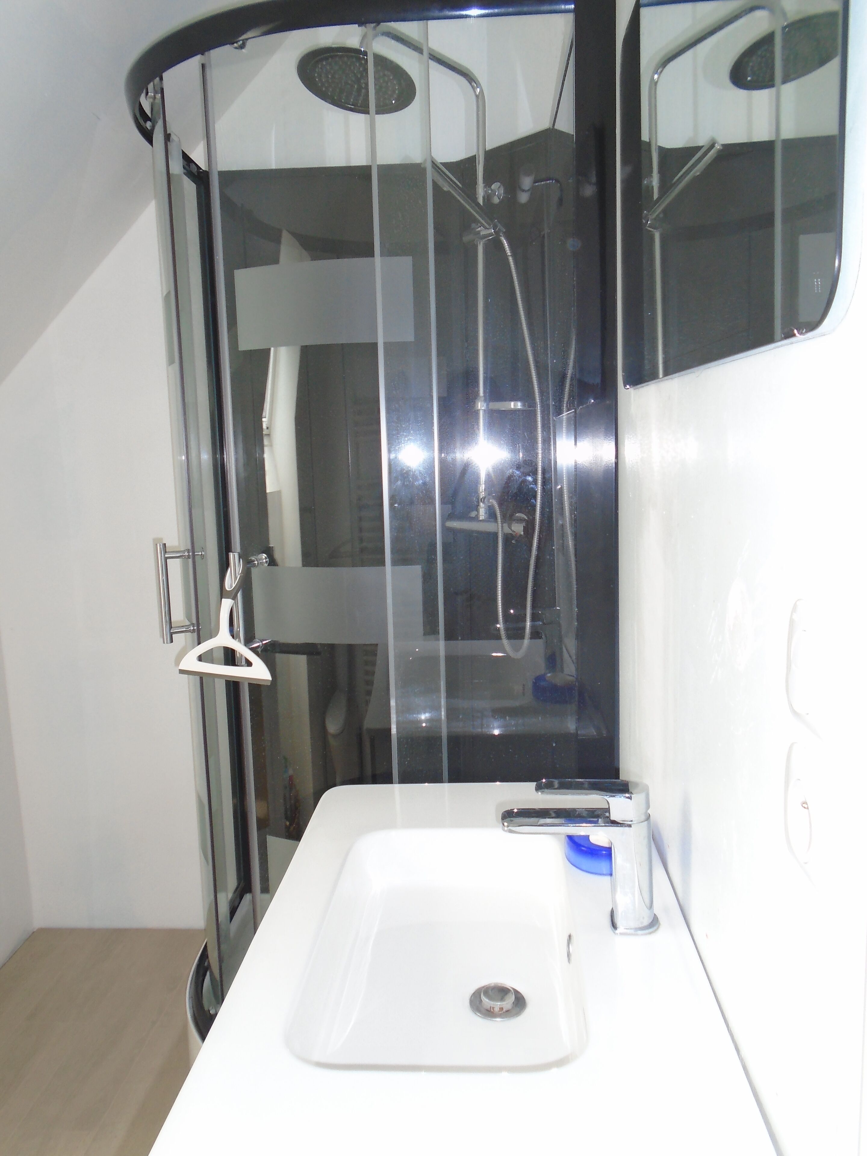 Baignoire, sèche-cheveux, serviettes fournies, papier toilette