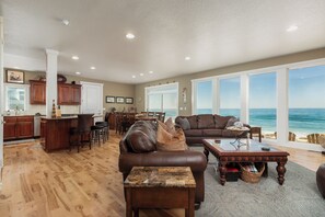 Smart TV, fireplace, DVD player, books