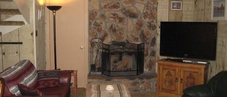 Smart TV, chimenea y reproductor de DVD