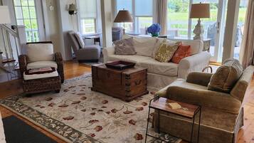 TV, DVD player, books